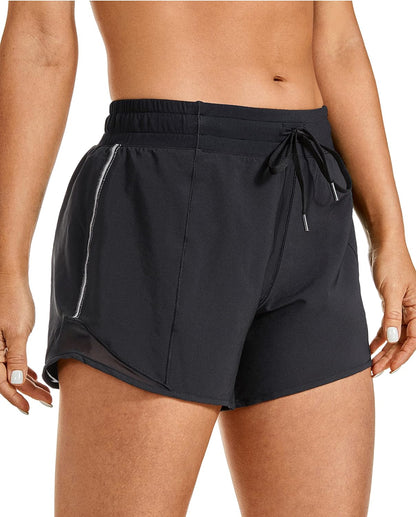 Lined Mid-Rise Feathery-Fit Shorts with 4'' Drawstring by