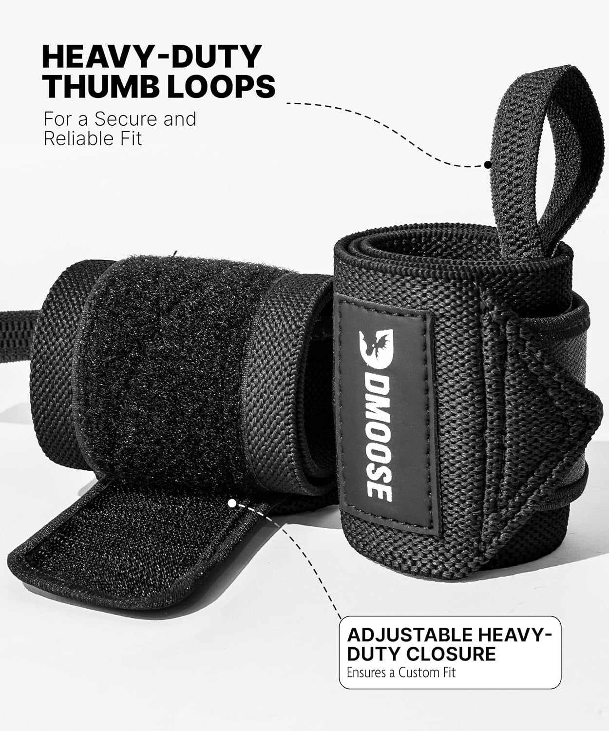 Wrist Wraps for Weightlifting 18" - Heavy Duty Gym Wrap with Hand Thumb Loop for Support & Pain Relief, USPA Approved Powerlifting, Weight Lifting Wrist Straps for Men & Women Work Out