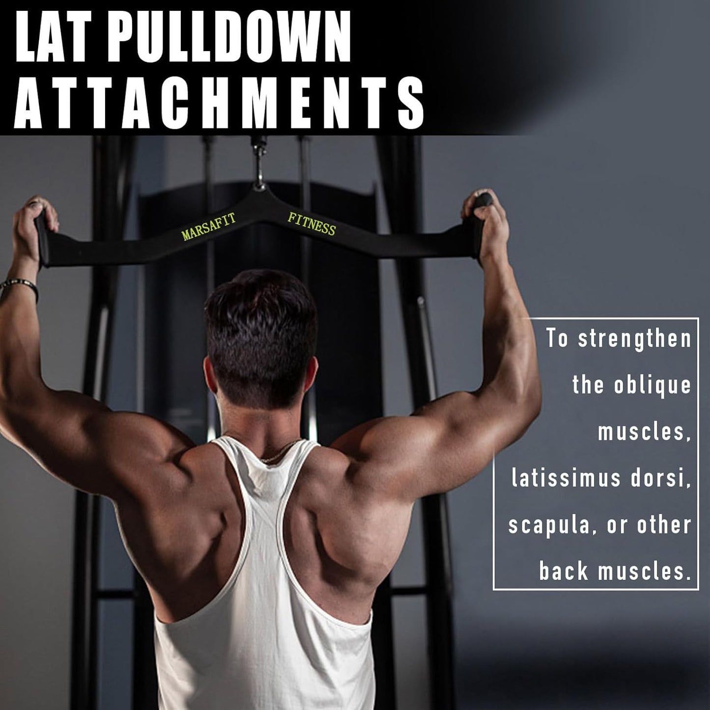 Home Gym Fitness Rowing T-Bar V-Bar Pulley Cable Machine Attachment, Bicep Curl Tricep Lat Pulldown Bar Back Strength Training Handle Grips Lat Pull down Bar for Seat Row Workout