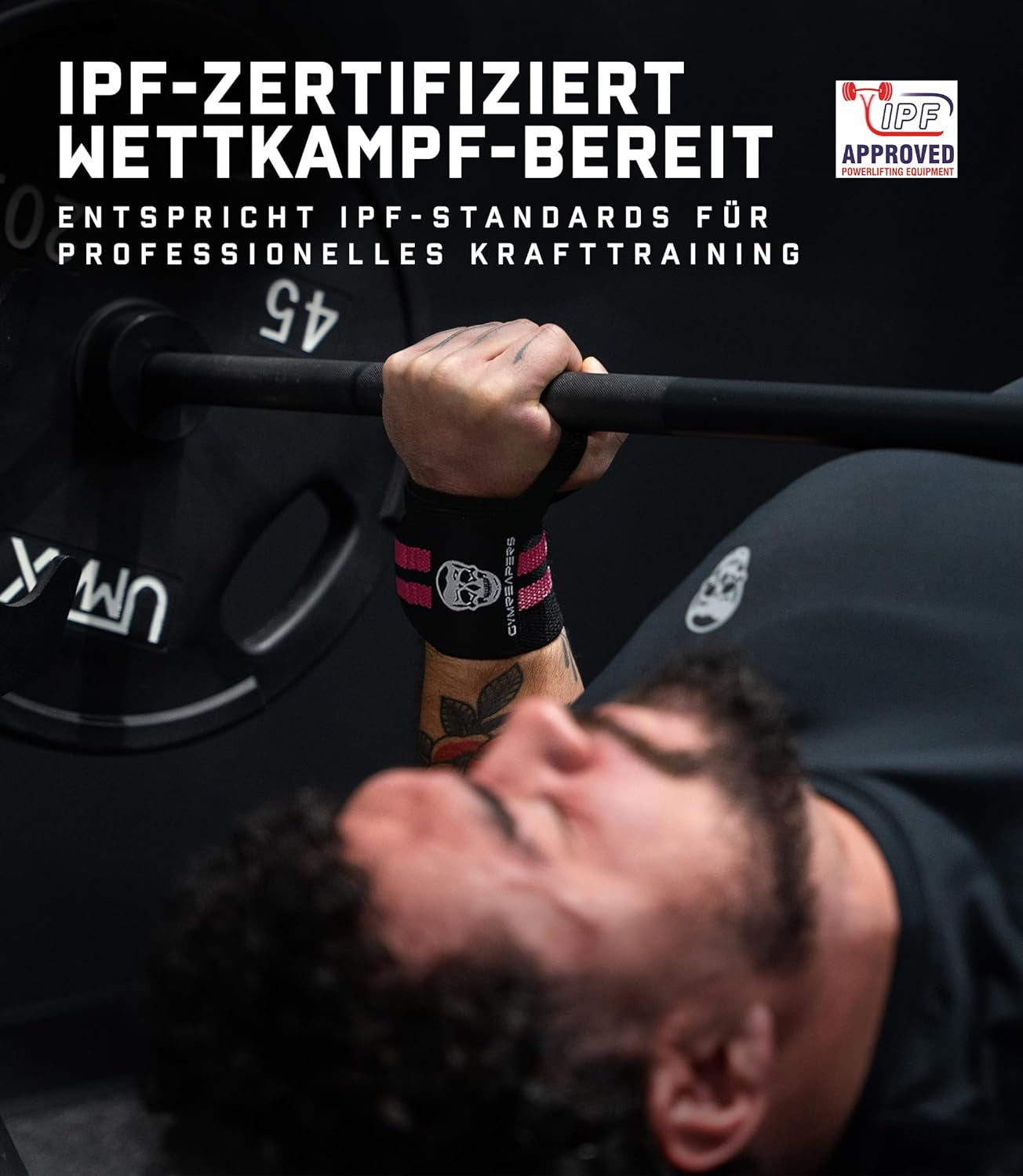 Weightlifting Wrist Wraps (IPF Approved) 18" Professional Quality Wrist Support with Heavy Duty Thumb Loop - Best Wrap for Powerlifting Competition, Strength Training, Bodybuilding