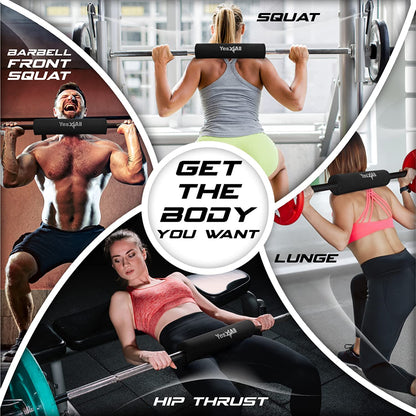 Ergonomic Foam Bar Pad, Olympic Barbell Squat & Neck Pad for Squats, Hip Thrusts & Weight Lifting Bar