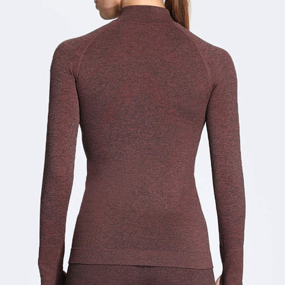 Women'S Jacket Workout Running Long Sleeve Cardio Full-Zip Jackets (Cherry Brown Marl, Small)