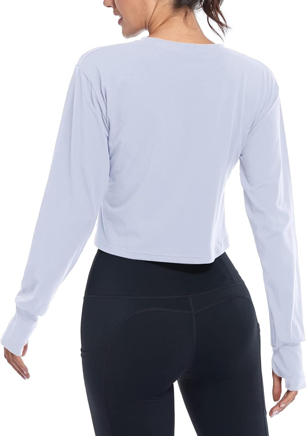 Long Sleeve Crop Top Workout Tops for Women Thumb Hole Tops